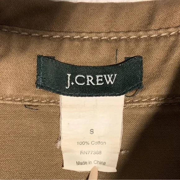 J Crew Tan Safari Style Belted Button Front Cotton Jacket S - Picture 5 of 13